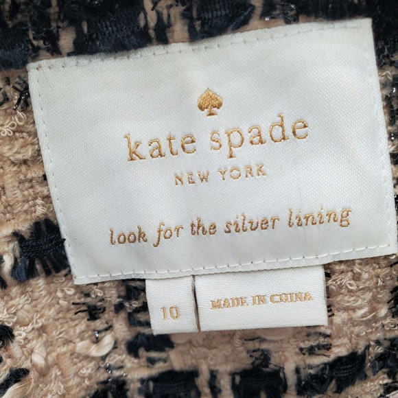 kate spade Beige and Black Tweed Fringed Blazer - Picture 5 of 11